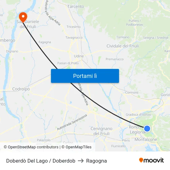 Doberdò Del Lago / Doberdob to Ragogna map
