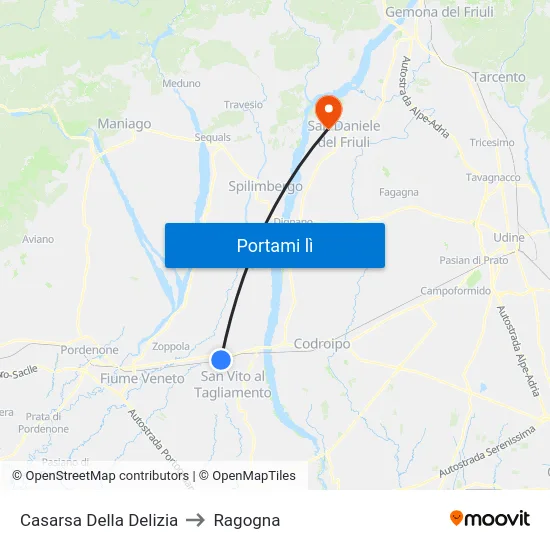 Casarsa Della Delizia to Ragogna map