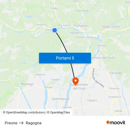 Preone to Ragogna map