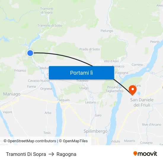 Tramonti Di Sopra to Ragogna map