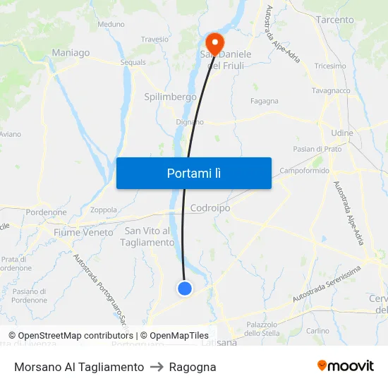 Morsano Al Tagliamento to Ragogna map