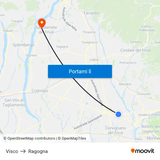 Visco to Ragogna map