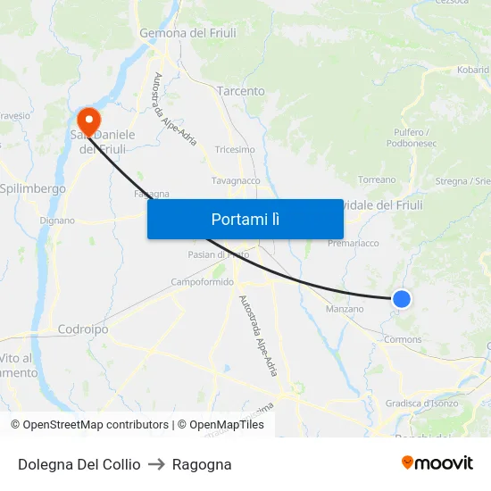 Dolegna Del Collio to Ragogna map