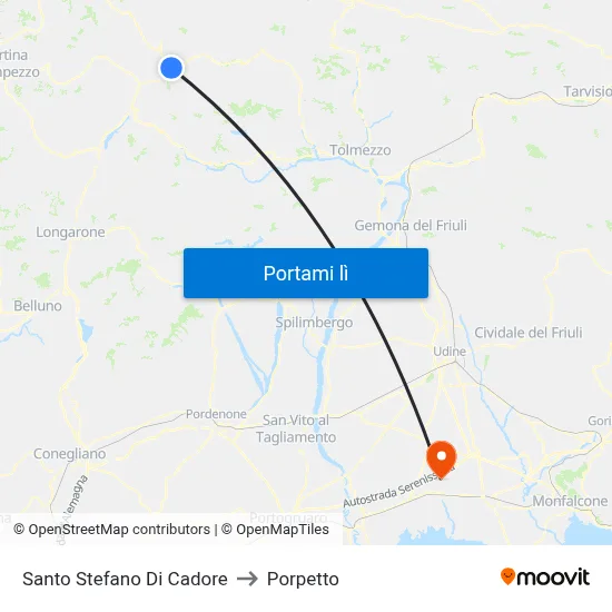 Santo Stefano Di Cadore to Porpetto map