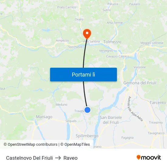 Castelnovo Del Friuli to Raveo map