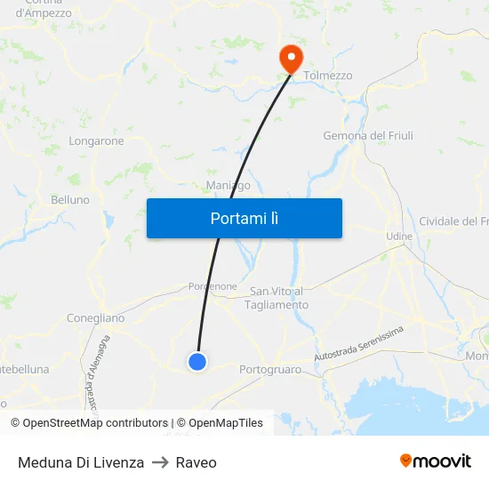 Meduna Di Livenza to Raveo map