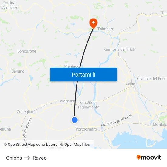 Chions to Raveo map