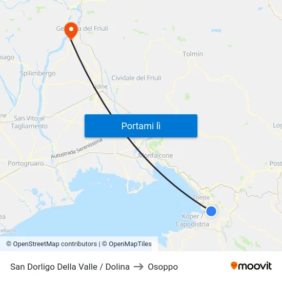 San Dorligo Della Valle / Dolina to Osoppo map