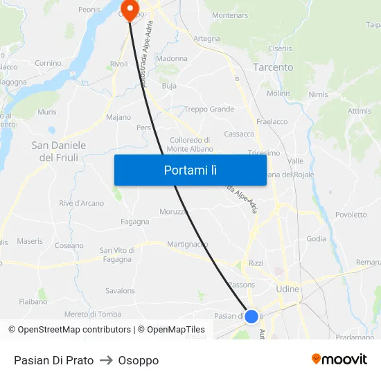 Pasian Di Prato to Osoppo map