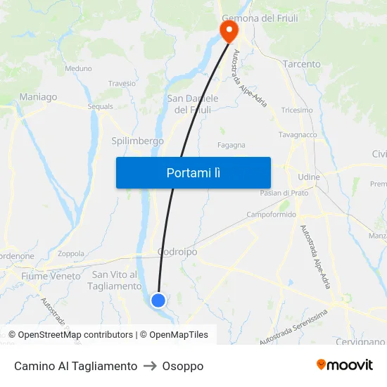 Camino Al Tagliamento to Osoppo map