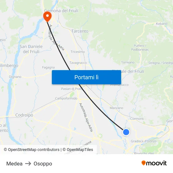 Medea to Osoppo map