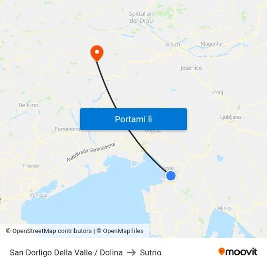 San Dorligo Della Valle / Dolina to Sutrio map