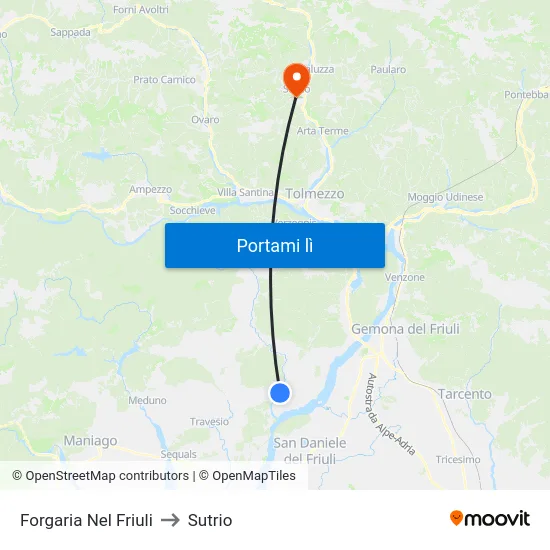 Forgaria Nel Friuli to Sutrio map