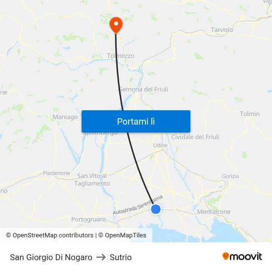 San Giorgio Di Nogaro to Sutrio map