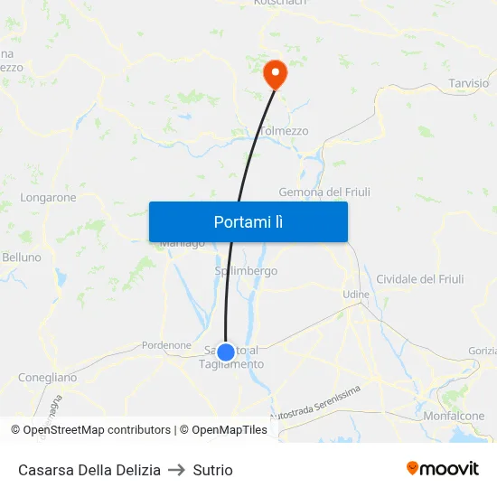 Casarsa Della Delizia to Sutrio map