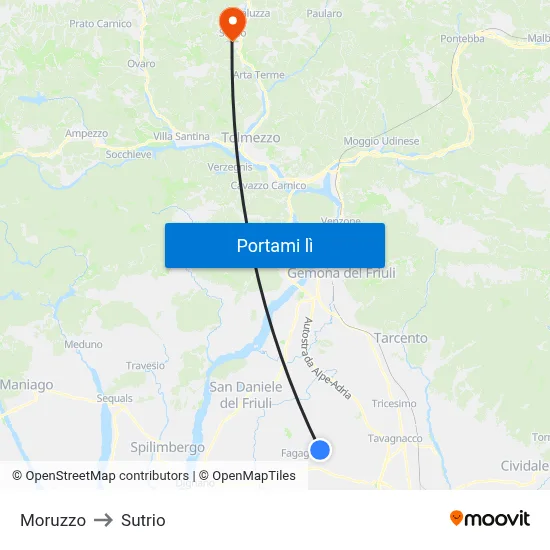 Moruzzo to Sutrio map