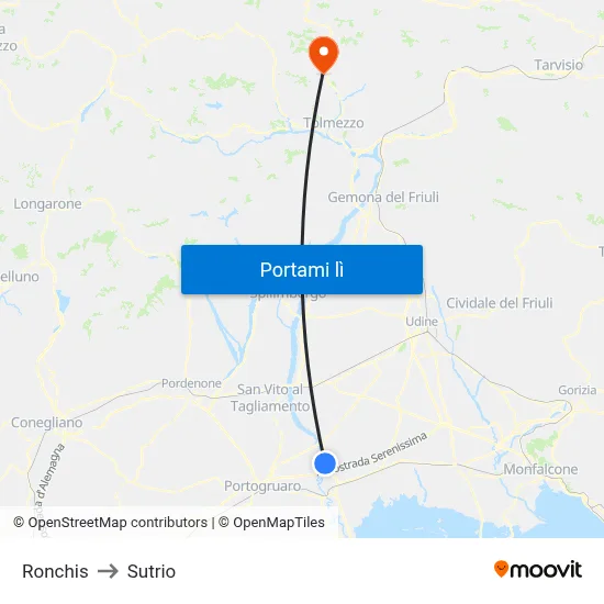 Ronchis to Sutrio map