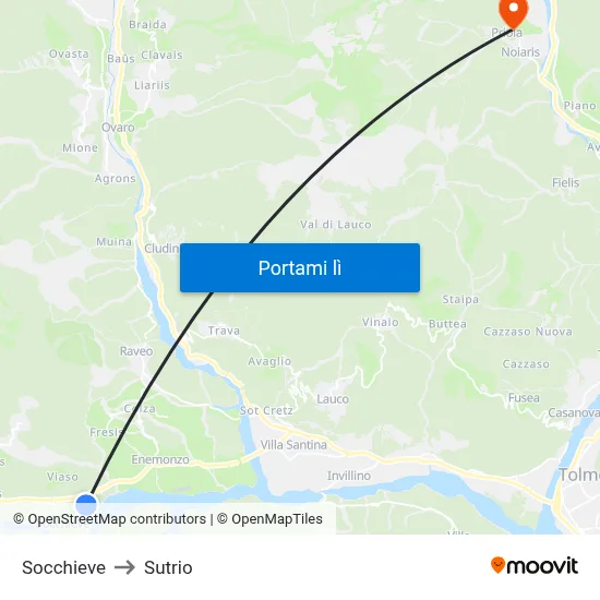 Socchieve to Sutrio map