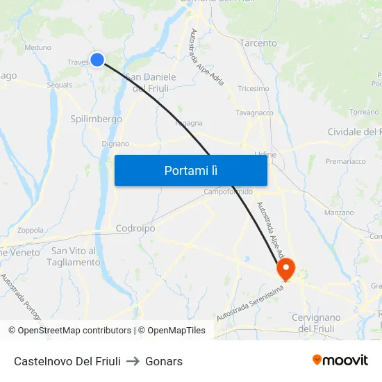 Castelnovo Del Friuli to Gonars map