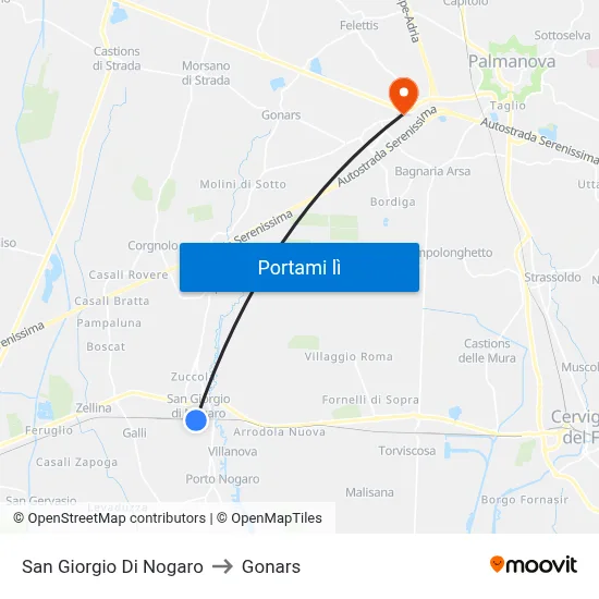 San Giorgio Di Nogaro to Gonars map