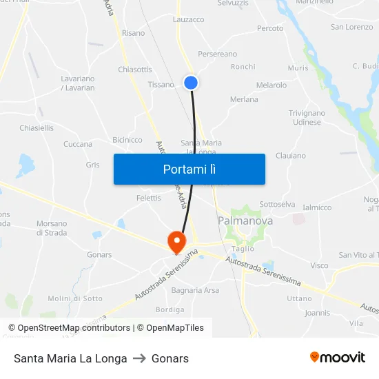 Santa Maria La Longa to Gonars map