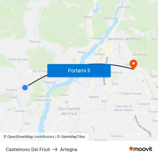 Castelnovo Del Friuli to Artegna map