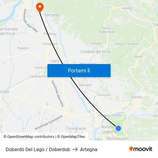 Doberdò Del Lago / Doberdob to Artegna map