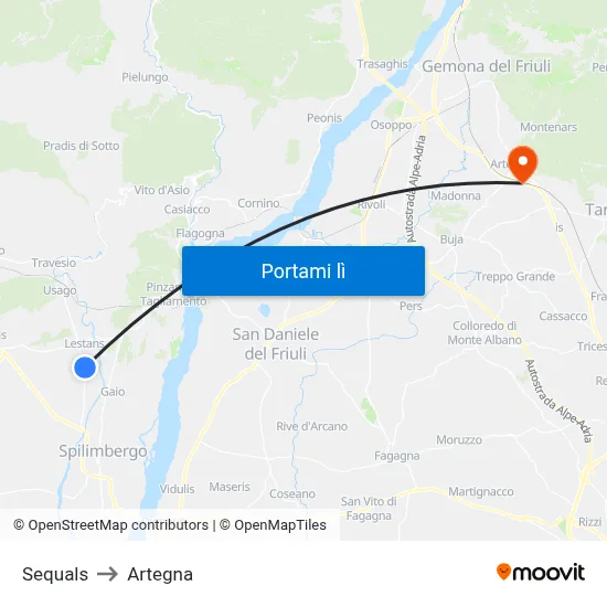 Sequals to Artegna map