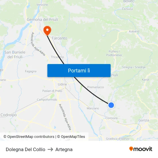 Dolegna Del Collio to Artegna map