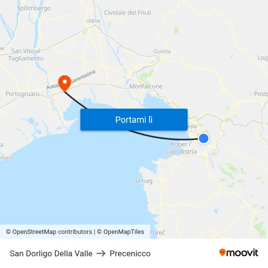 San Dorligo Della Valle to Precenicco map