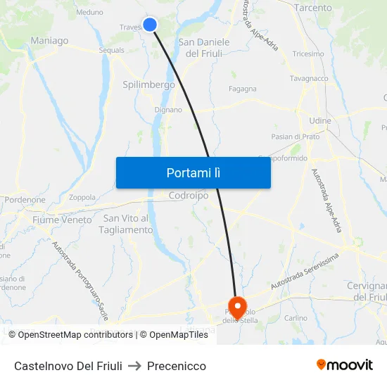 Castelnovo Del Friuli to Precenicco map