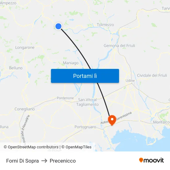Forni Di Sopra to Precenicco map