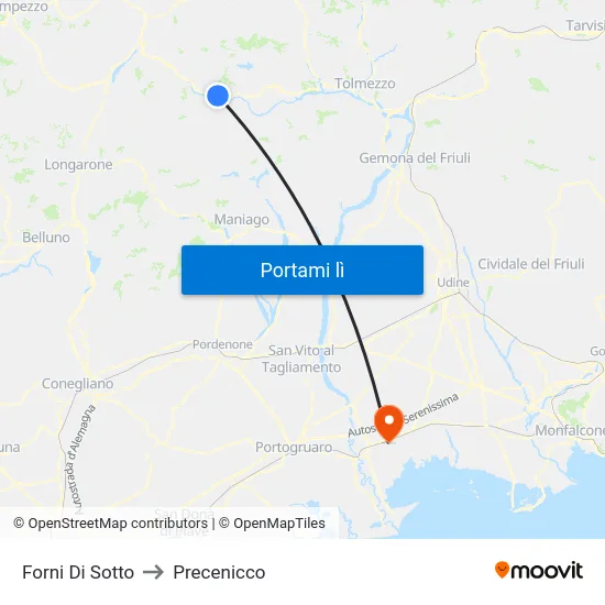 Forni Di Sotto to Precenicco map