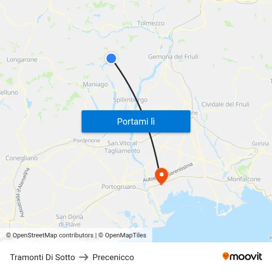 Tramonti Di Sotto to Precenicco map