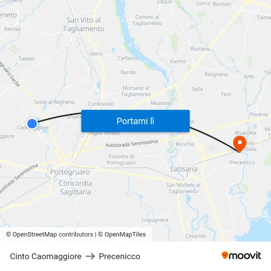 Cinto Caomaggiore to Precenicco map