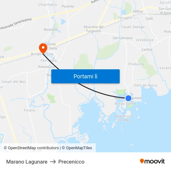 Marano Lagunare to Precenicco map