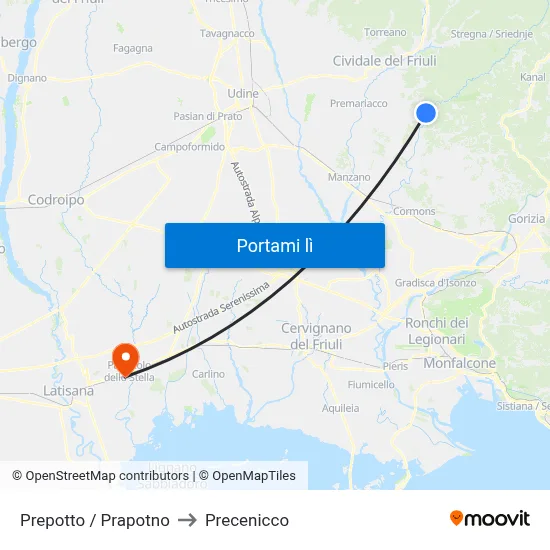 Prepotto / Prapotno to Precenicco map