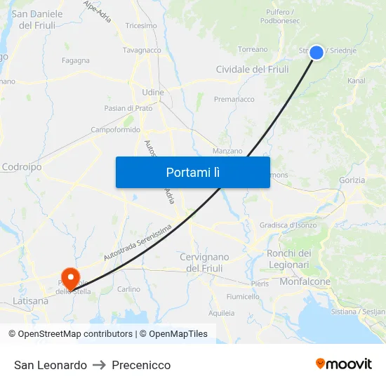 San Leonardo to Precenicco map