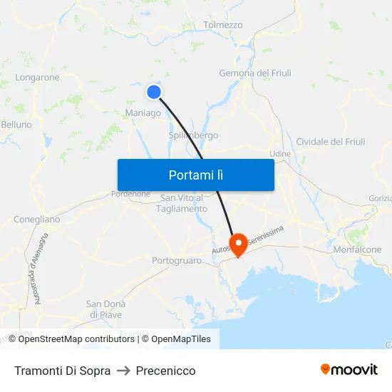 Tramonti Di Sopra to Precenicco map