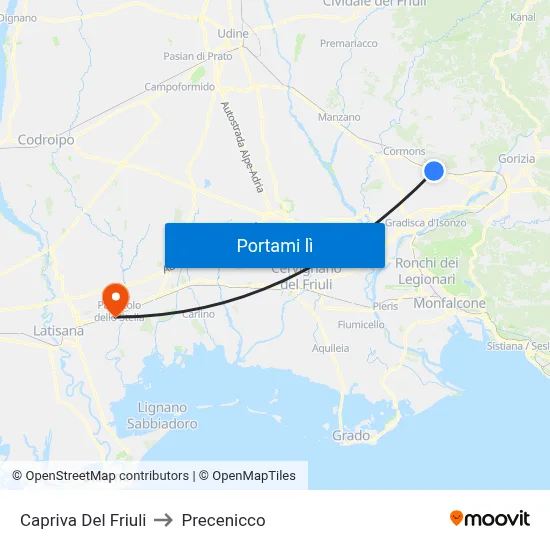 Capriva Del Friuli to Precenicco map