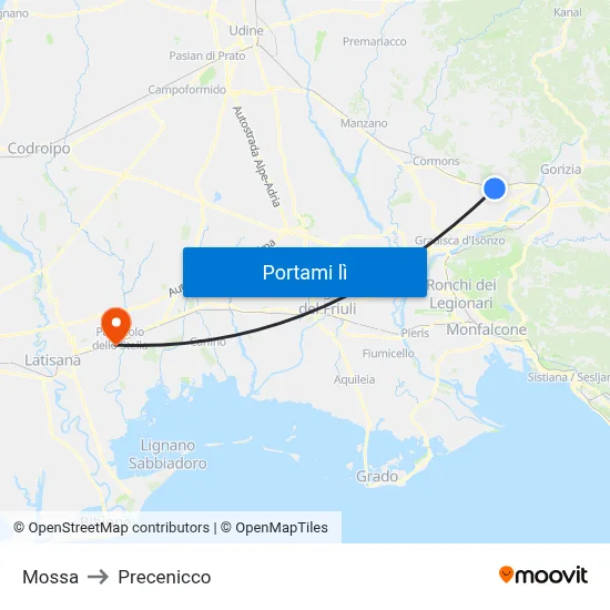 Mossa to Precenicco map