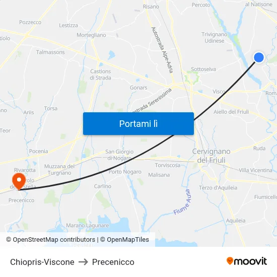 Chiopris-Viscone to Precenicco map