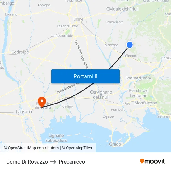 Corno Di Rosazzo to Precenicco map