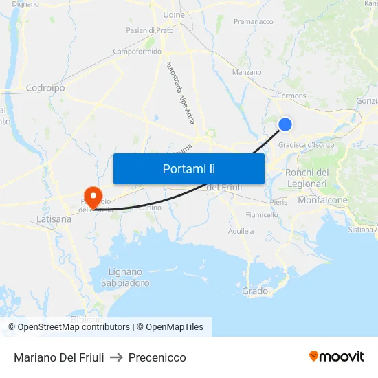 Mariano Del Friuli to Precenicco map