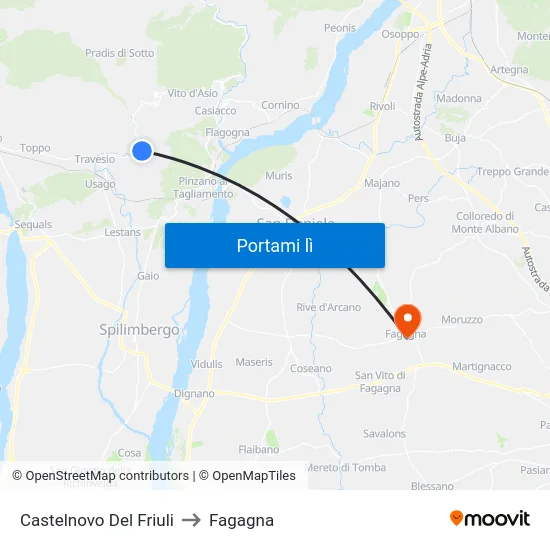 Castelnovo Del Friuli to Fagagna map