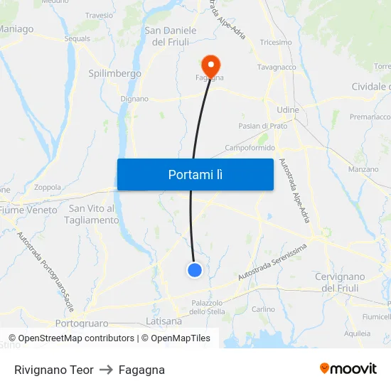 Rivignano Teor to Fagagna map