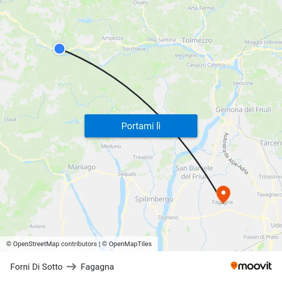 Forni Di Sotto to Fagagna map