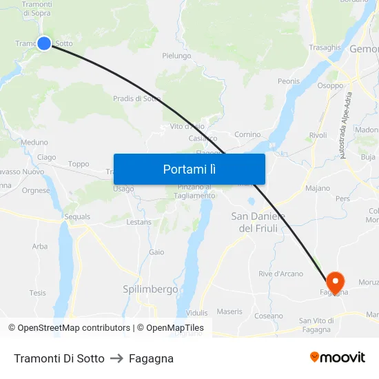 Tramonti Di Sotto to Fagagna map