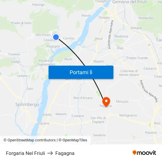 Forgaria Nel Friuli to Fagagna map