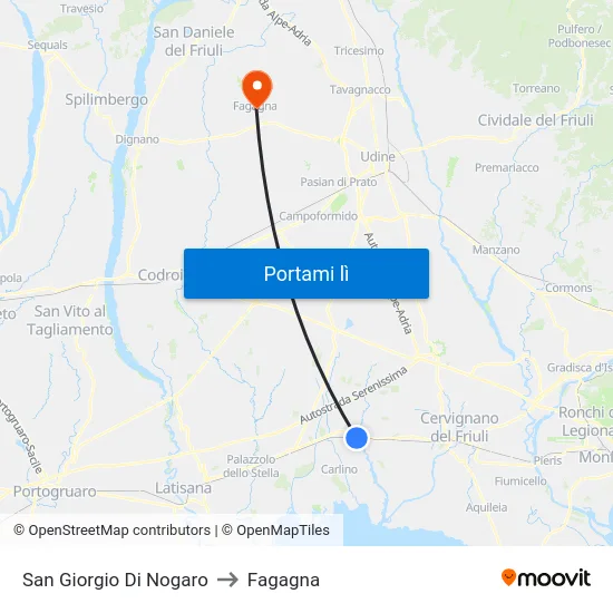 San Giorgio Di Nogaro to Fagagna map
